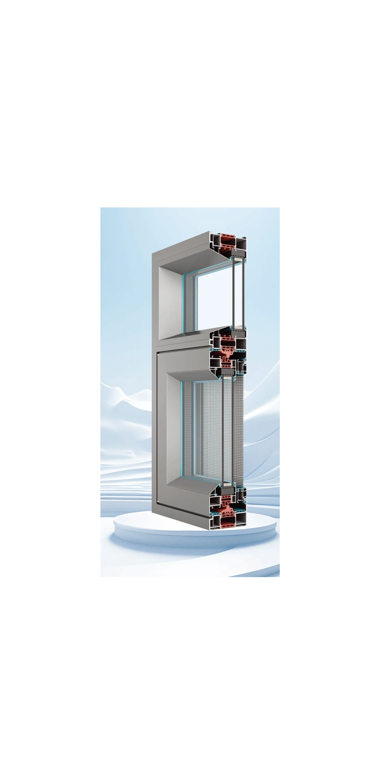 CN100 aluminum window system cross-section