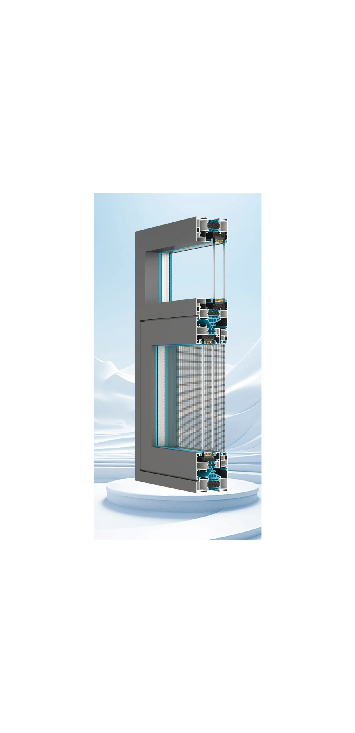 CN105 aluminum window system cross-section
