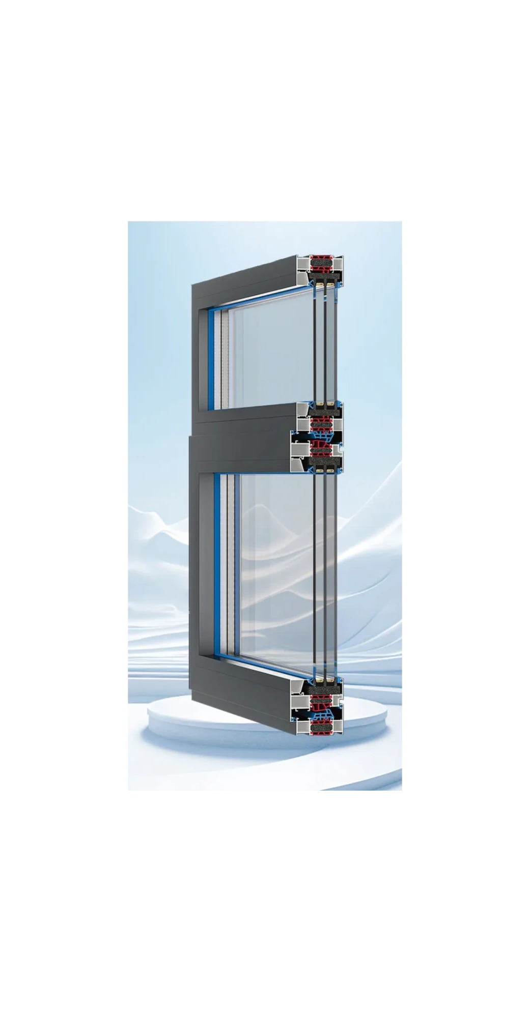 CN75 aluminum window system cross-section