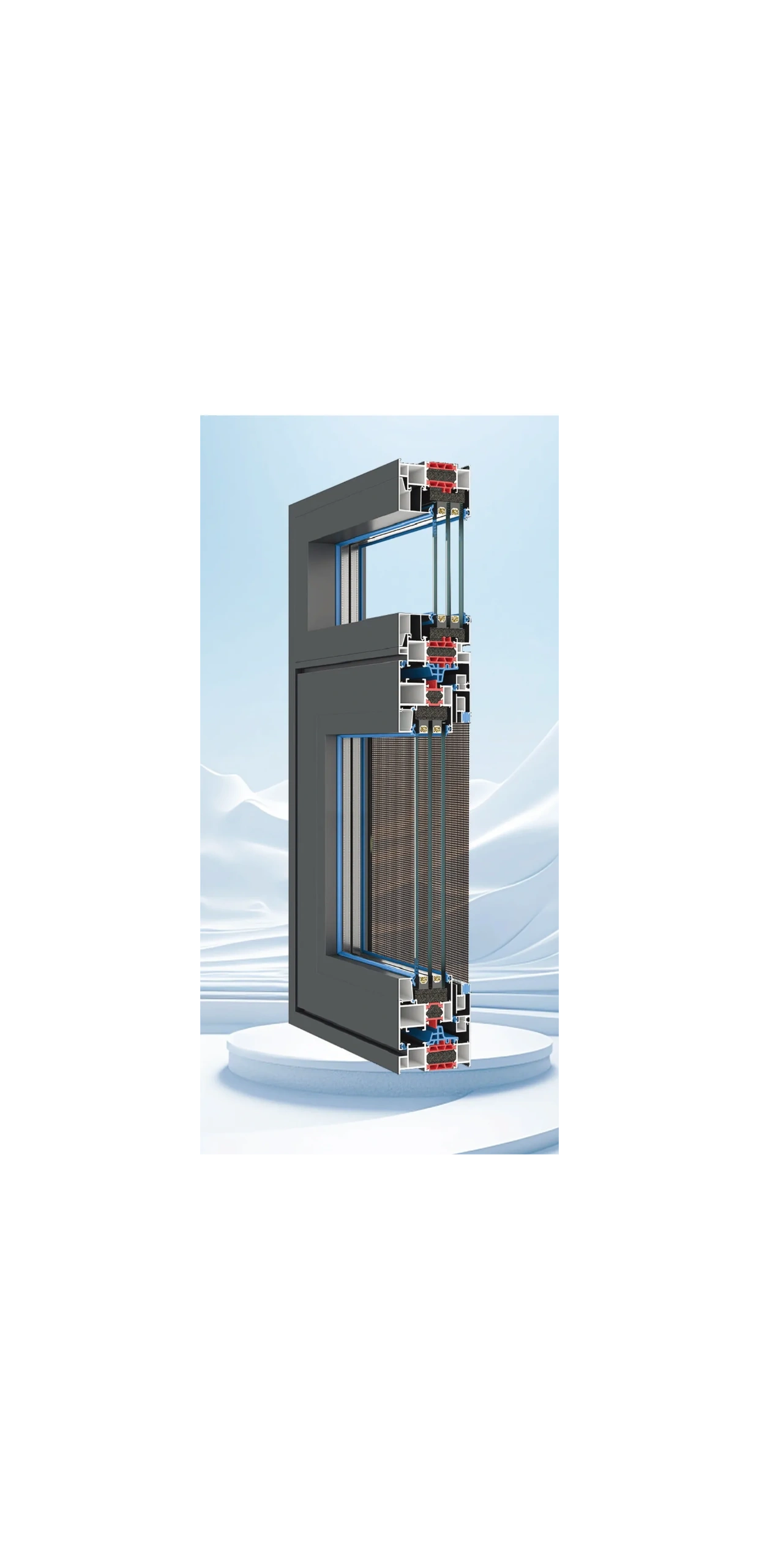 Aluminum windows system cross section