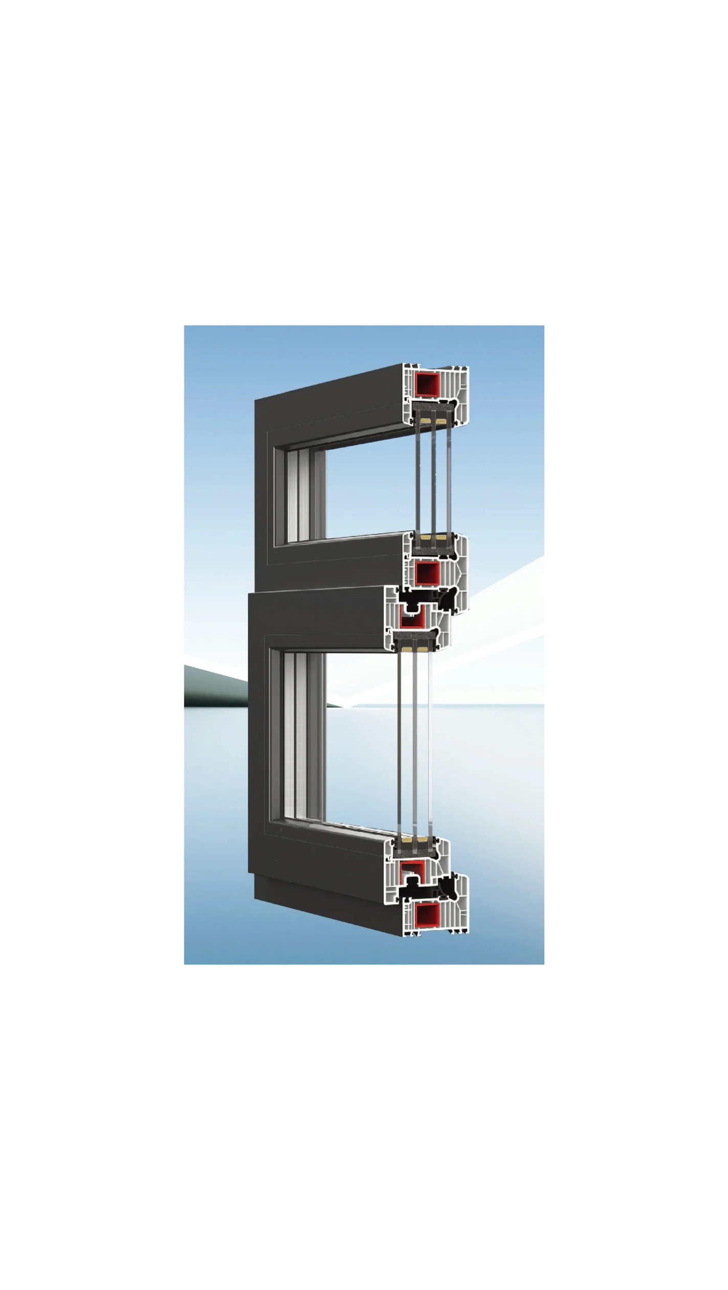ES90 vinyl window system cross-section